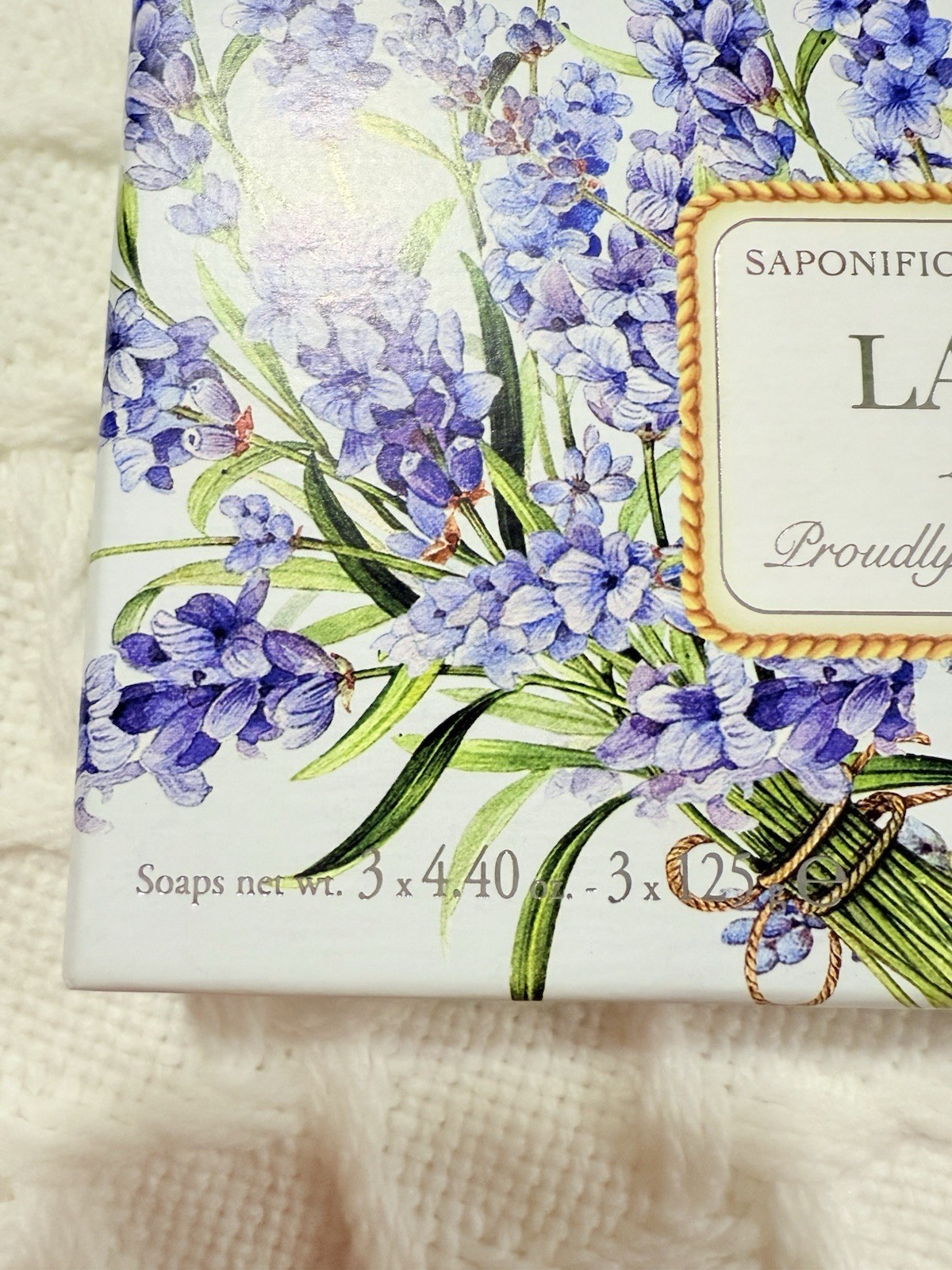 Saponificio Artigianale LAVENDER Scented Soaps 3 x 4.40 oz New Tuscany -Italy
