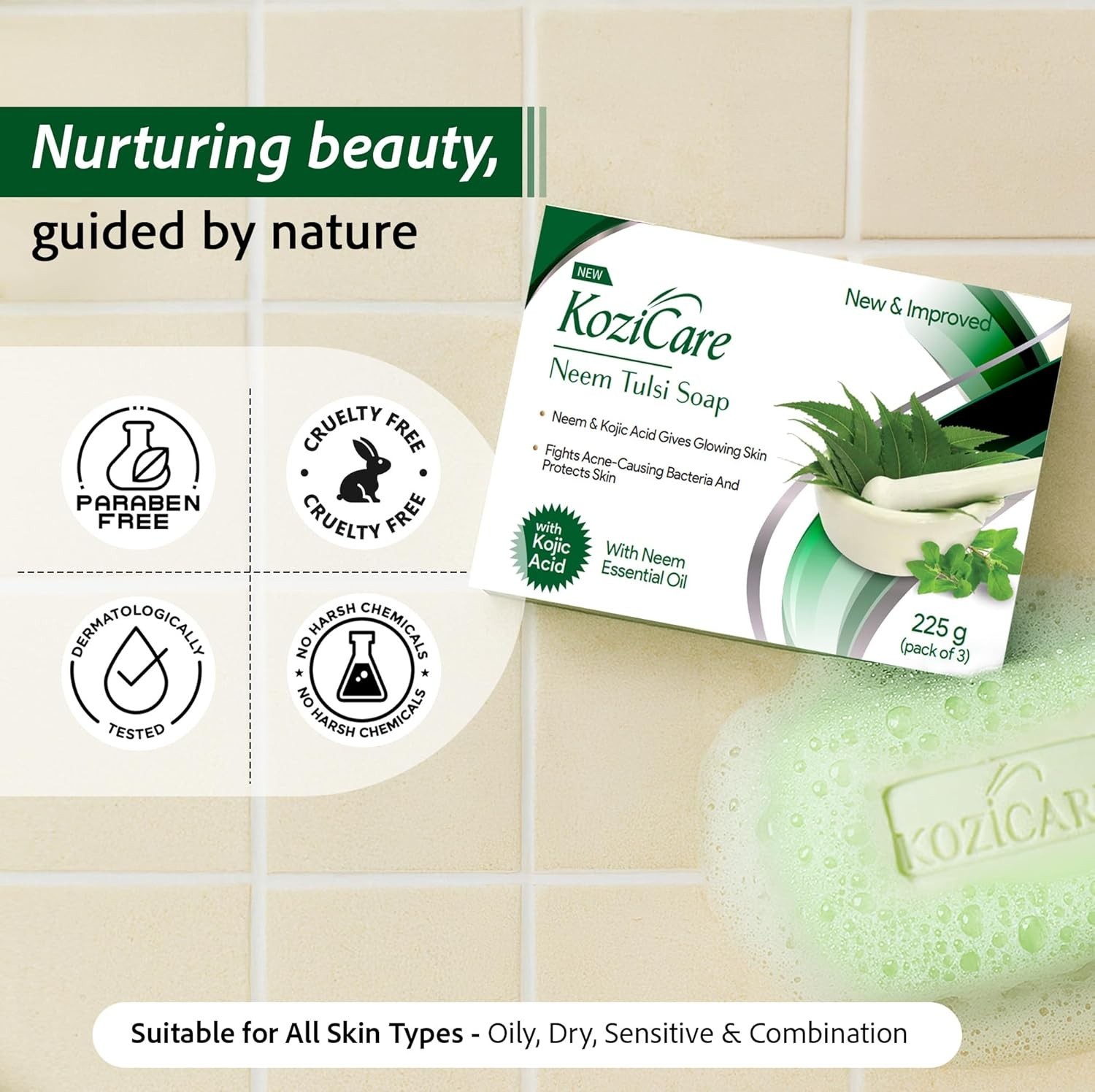 Kozicare Kojic Acid & Glutathione Soap Pack of 3 | Tan Removal & Detan | Skin