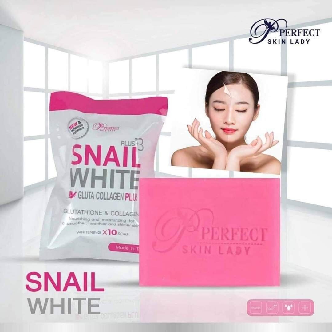 Perfect Skin Lady Snail White Gluta Collagen Plus Body Whitening Bar Soap 80g 6x