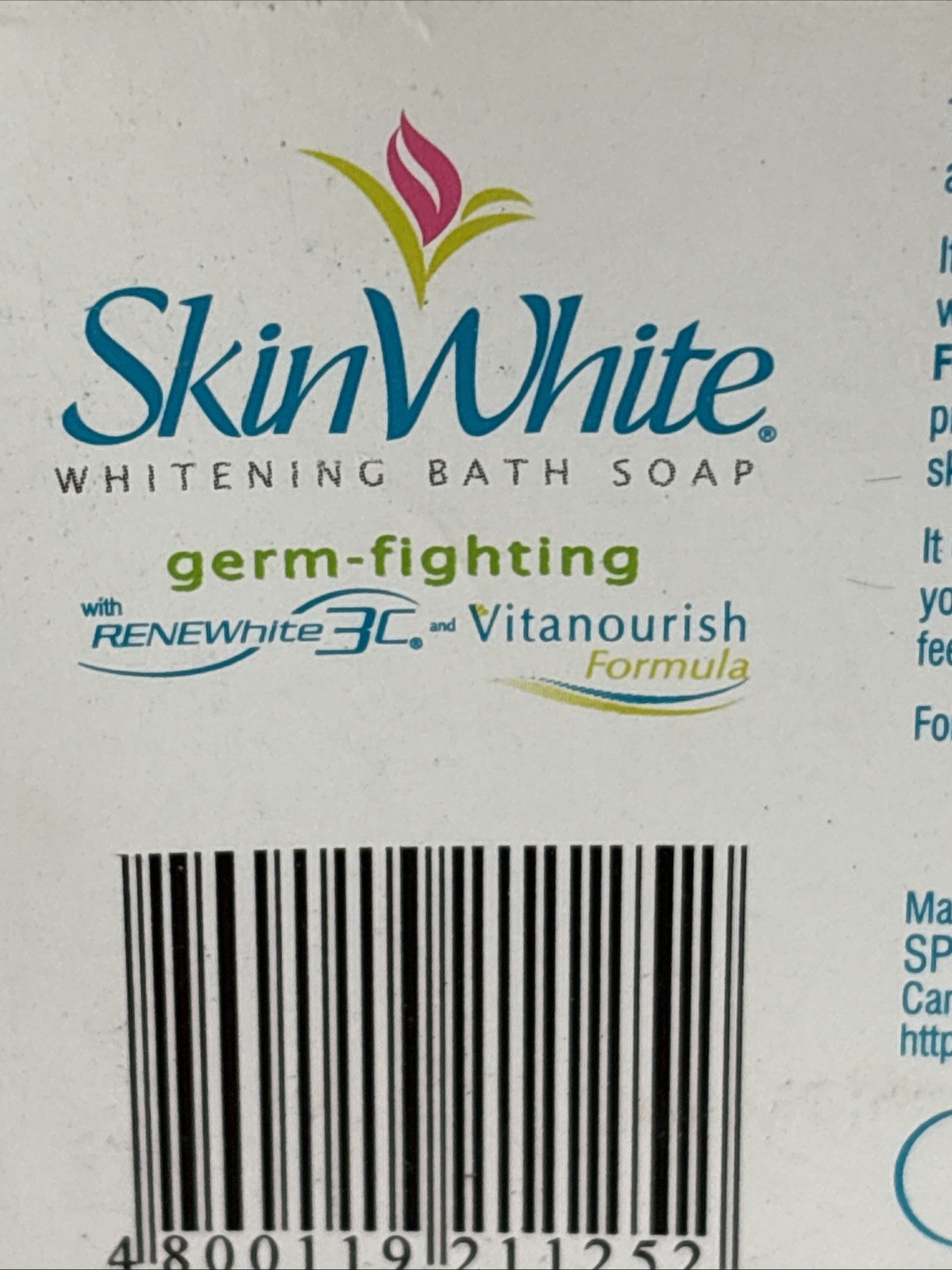 Lot Of 2 Skin White Whitening Bath Soap Germ-Fighting Green Box 4.75oz