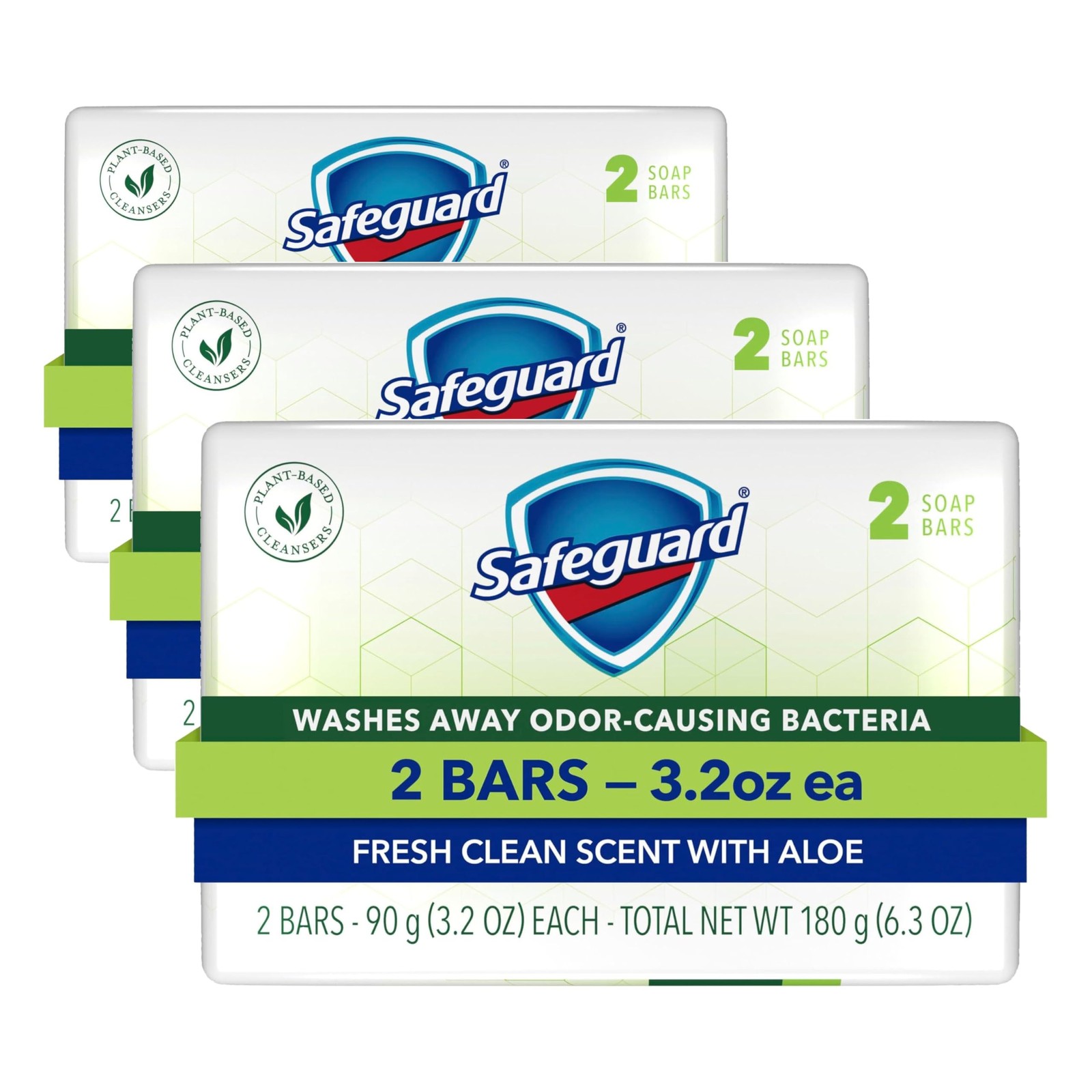 Safeguard Bar Soap Fresh Clean Scent with 6.4 Ounce (Pack of 3), Off White