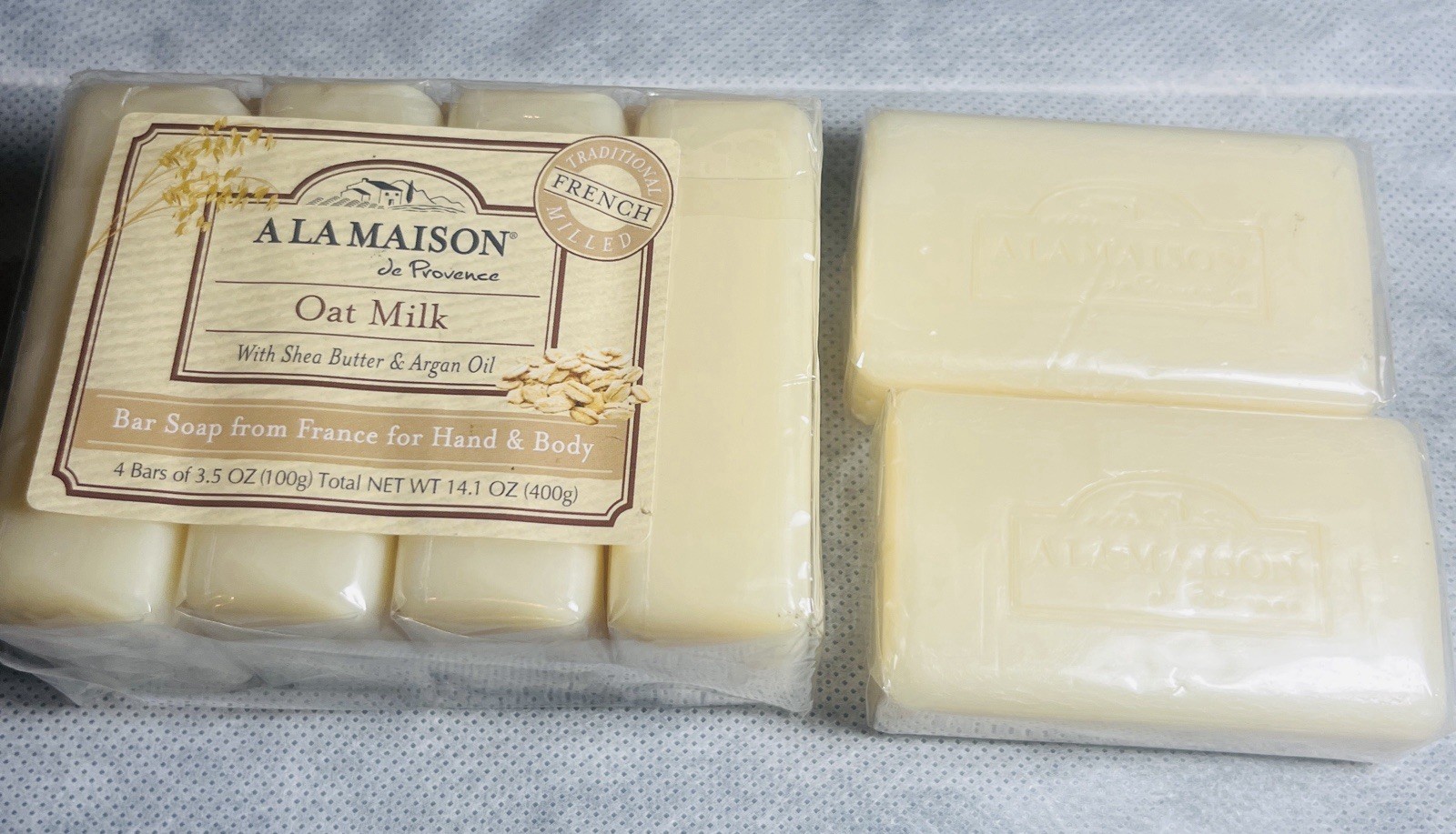 A LA MAISON de Provence Oat Milk French Milled Soap 6 Pack 14.1 oz Shea Argan