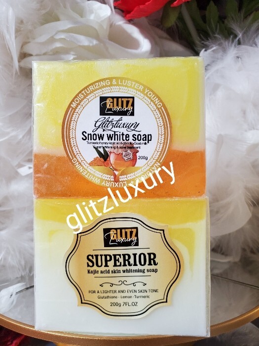 2pcs Glitzluxury superior white & snow White turmeric soap. Body & face,