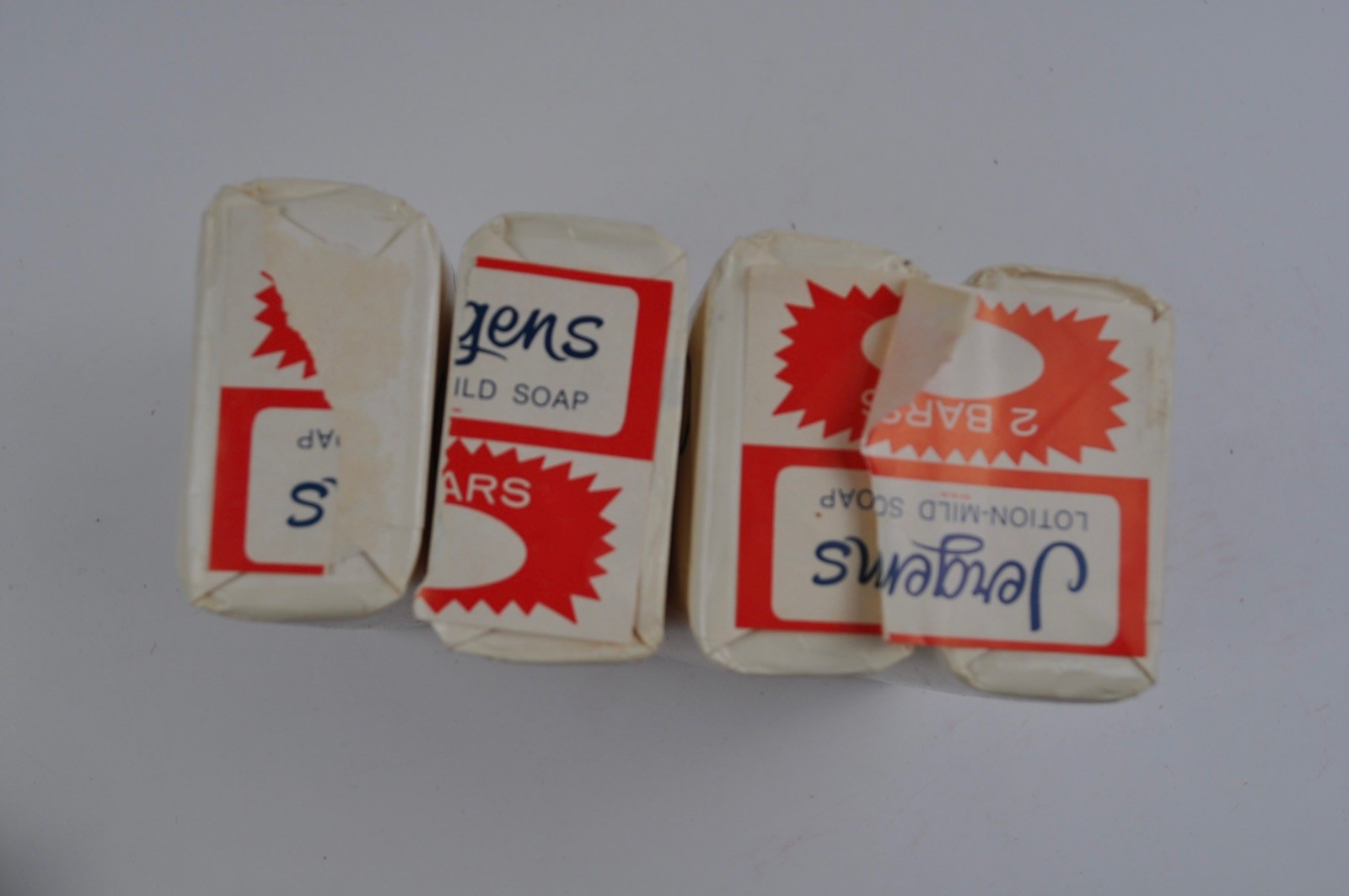 Vintage Lot of 4 JERGENS Lotion MILD Bar Soap 4.75 oz Facial Bath 60s