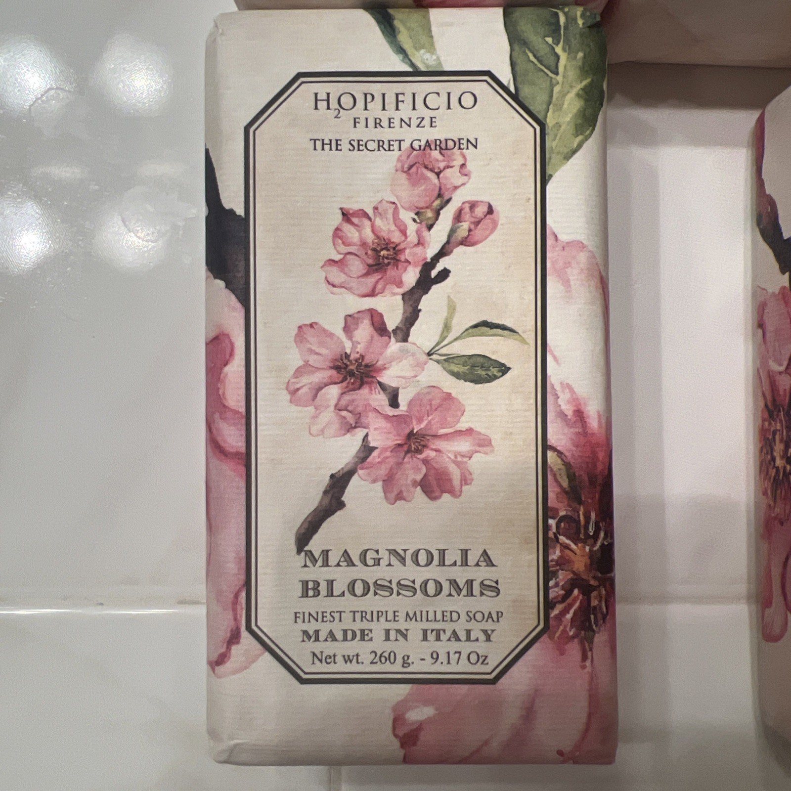 4x Magnolia Blossoms Luxury Soap Bar Hopificio Triple Milled Made Italy 9.17 oz