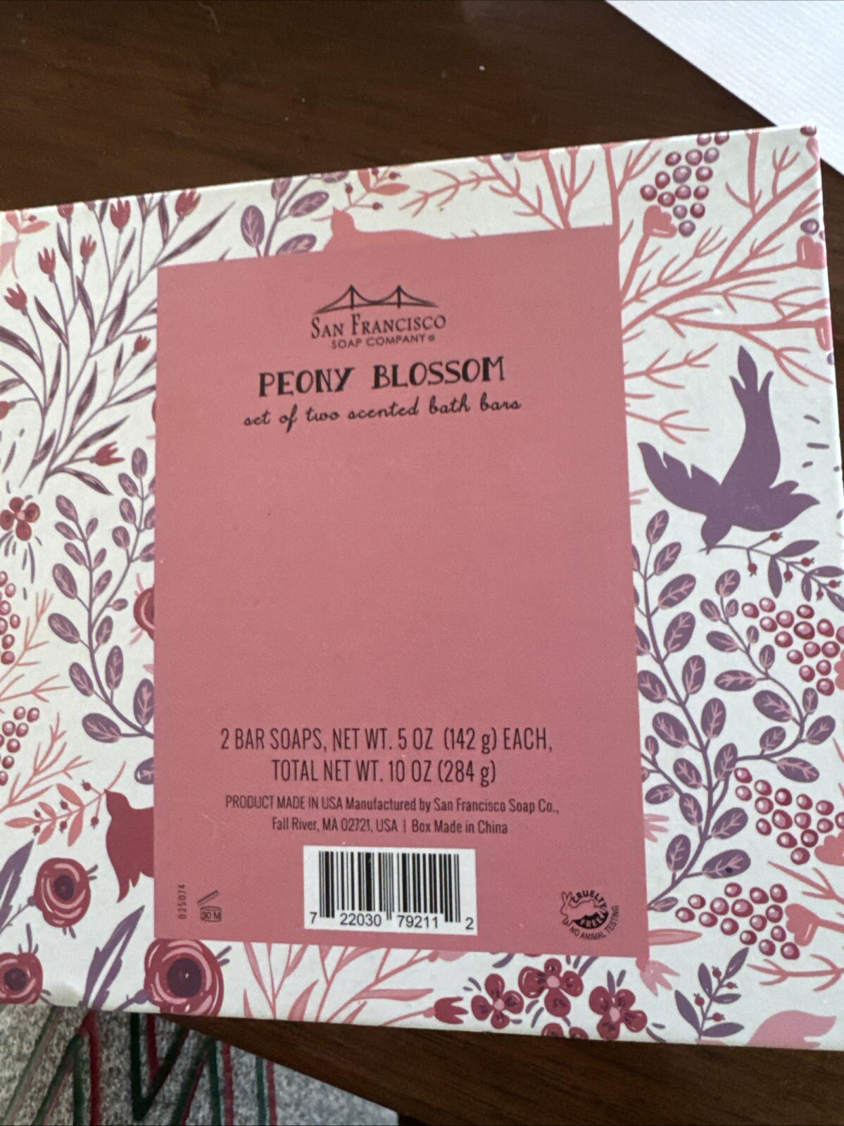 San Francisco Soap Co- Floral Gift Box Only 1 Soap Inside Peony Blossom 5 Oz Bar