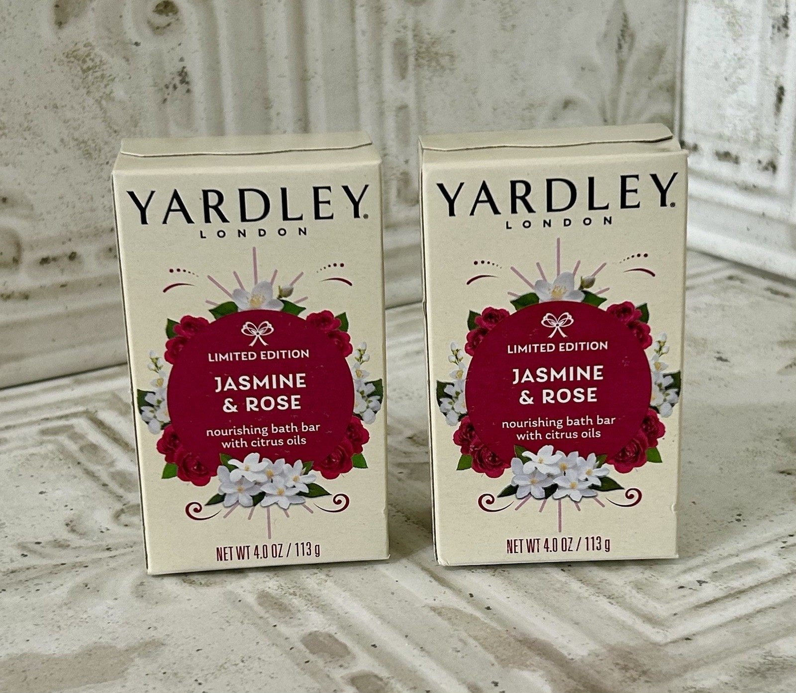 (2) Yardley London Limited Edition Jasmine & Rose Bath Bar Soap 4.0 oz