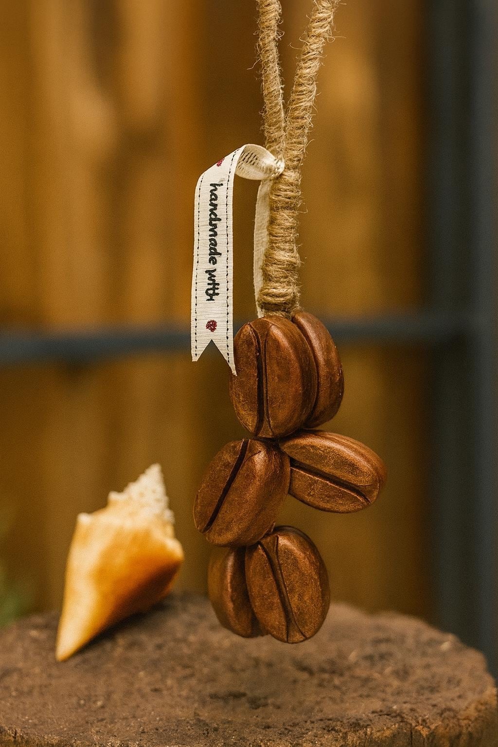 Hanging Coffee Soap – Handmade Natural Coffee Scented Exfoliating Bar, Rustic