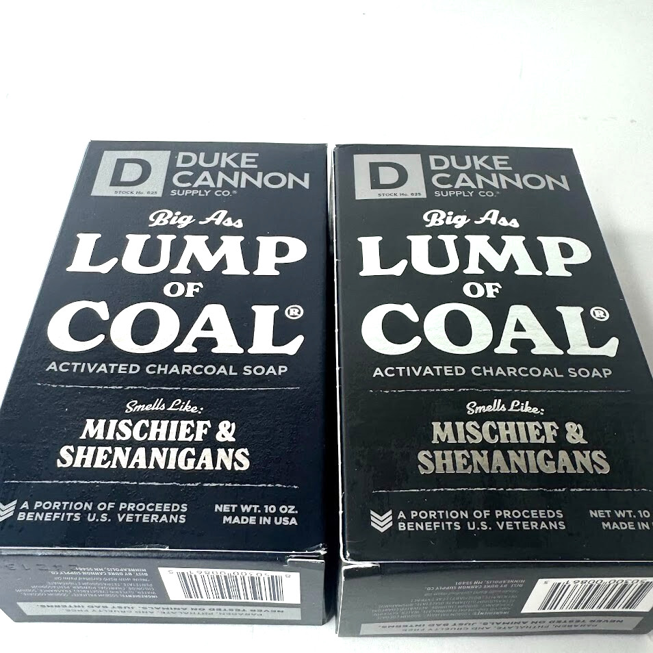 Lot of 2 Duke Cannon Big Ass Lump Of Coal Charcoal Soap – 10oz Each