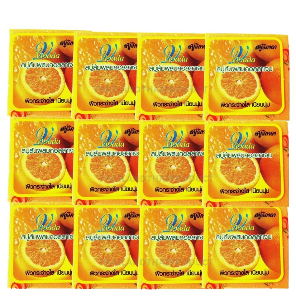 12x65g VIPADA Orange & Collagen Soap Natural Herbal Bright & Smooth Body Skin