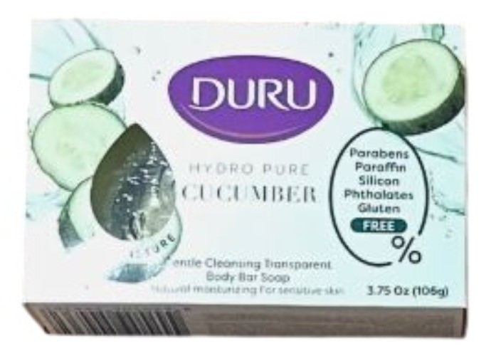 Duru Hydro Pure Cucumber Scent Gentle Cleansing Transparent Body Bar Soap 3.75Oz