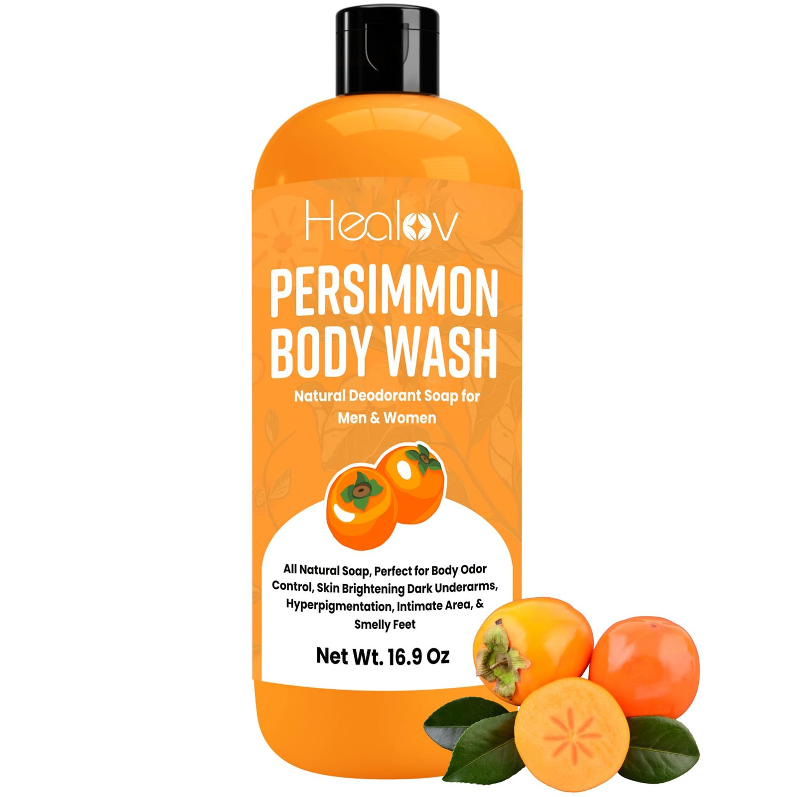 Healov Persimmon Body Wash for Odor Control – 16.9 Ounce (Pack of 1)