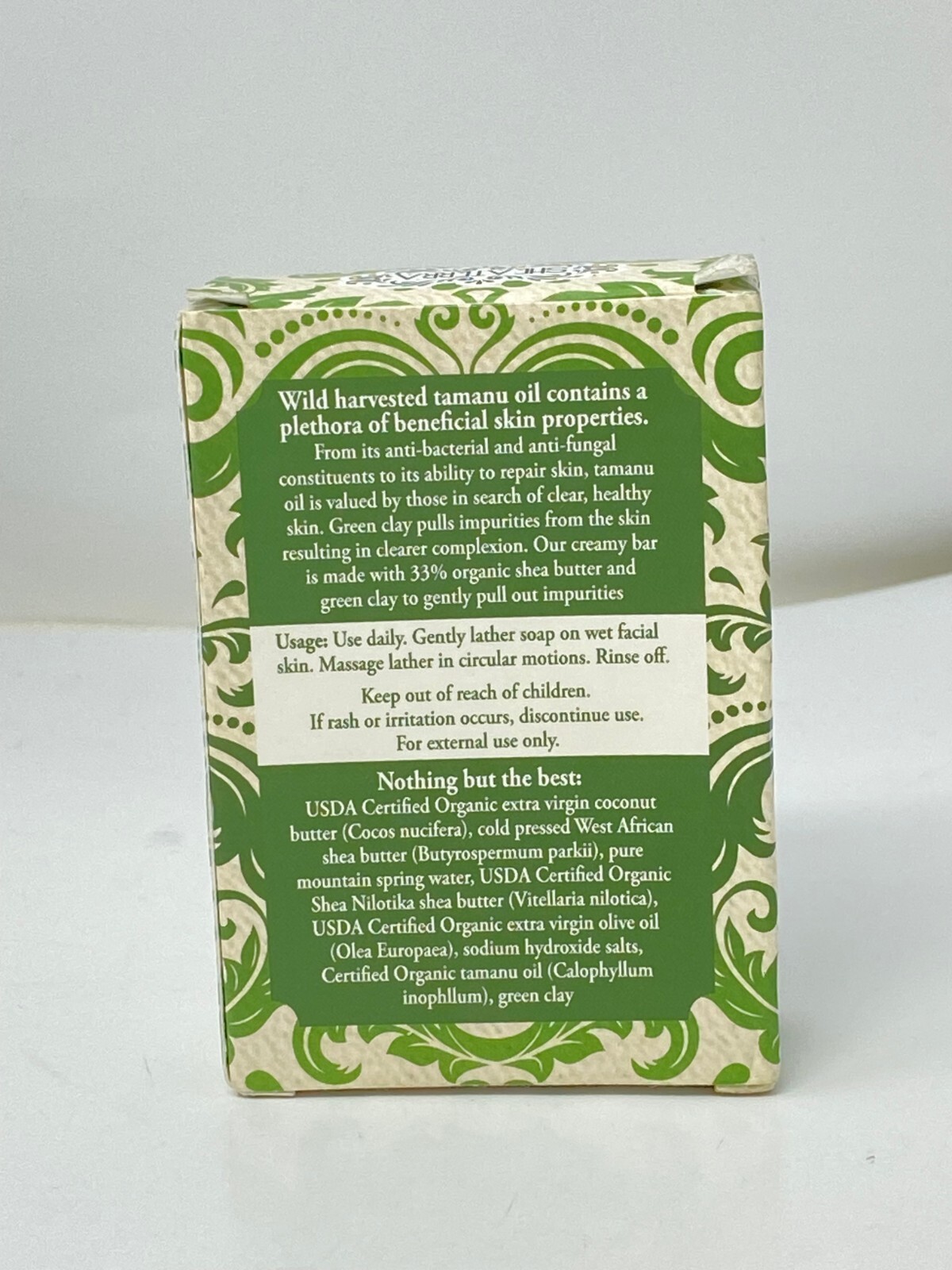 Shea Terra Organics, Tamanu & Green Clay Holistic Skin Care Facial Soap 4oz