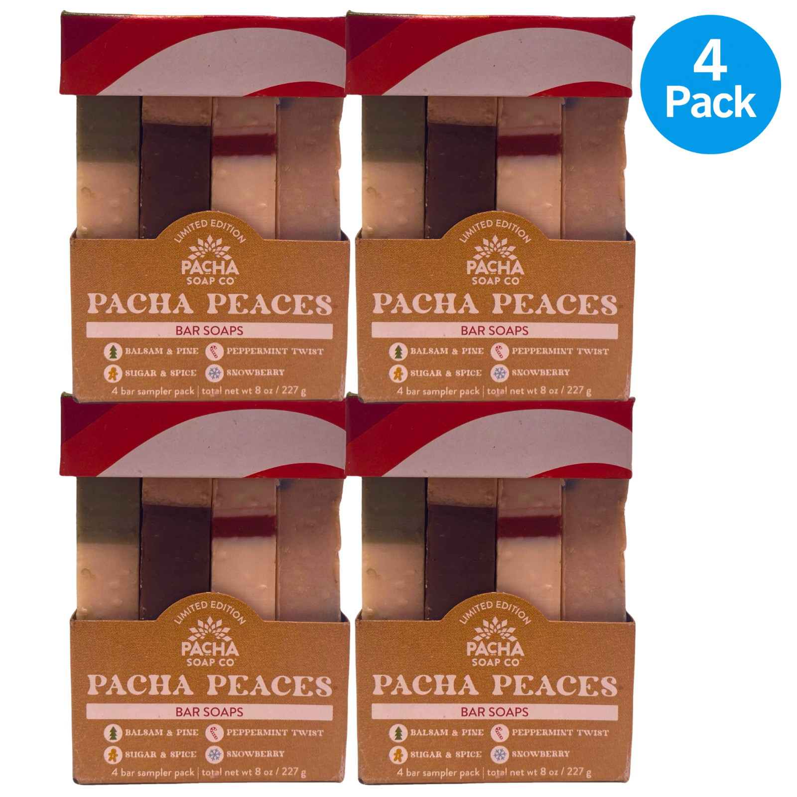 Pacha Soap Co. Pacha Peaces Limited Edition Bar Soaps 4 Bar Sampler Pack 8 oz 4