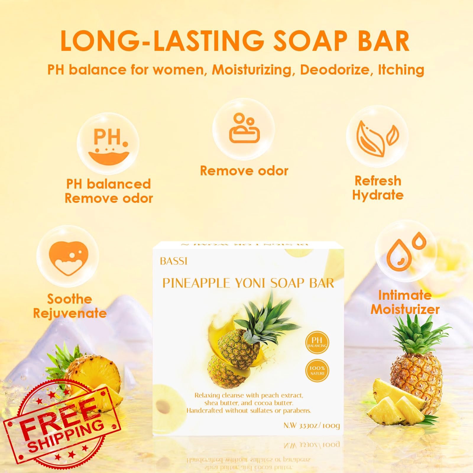 BASSI Pineapple Yoni Soap Bars 2PCS