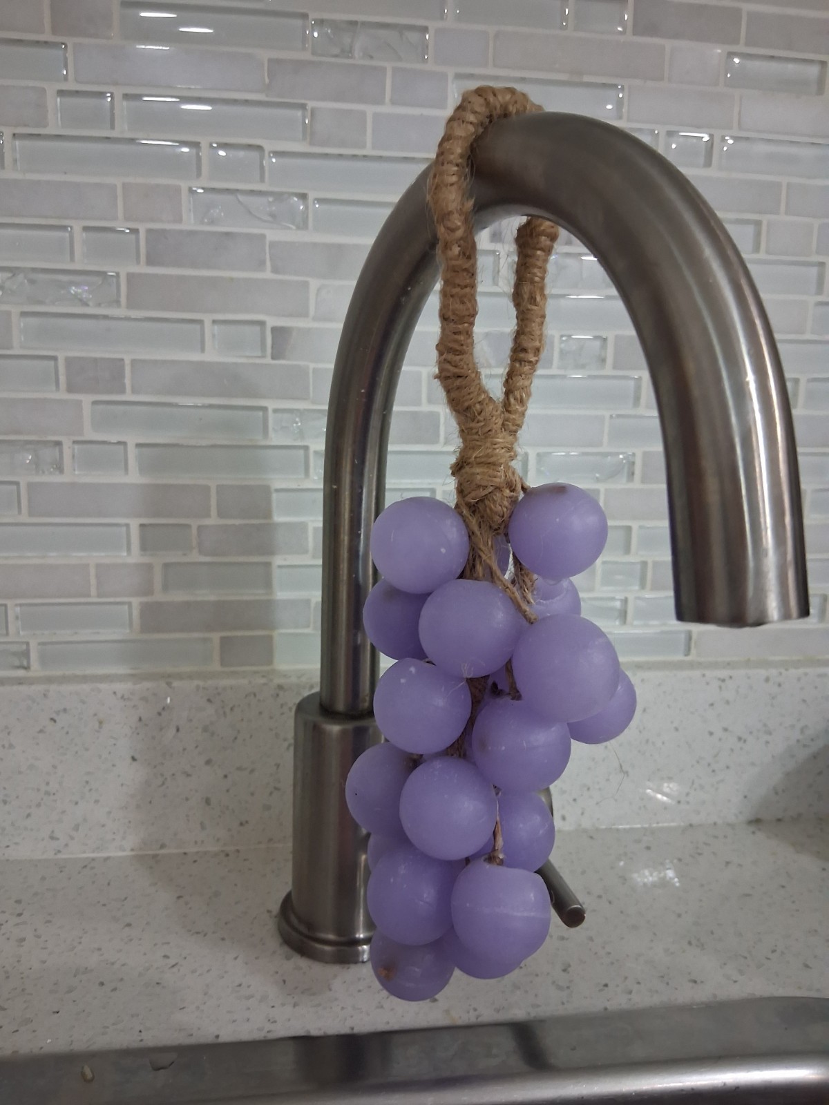 Handcrafted crystal glycerin soaps shaped like grape clusters