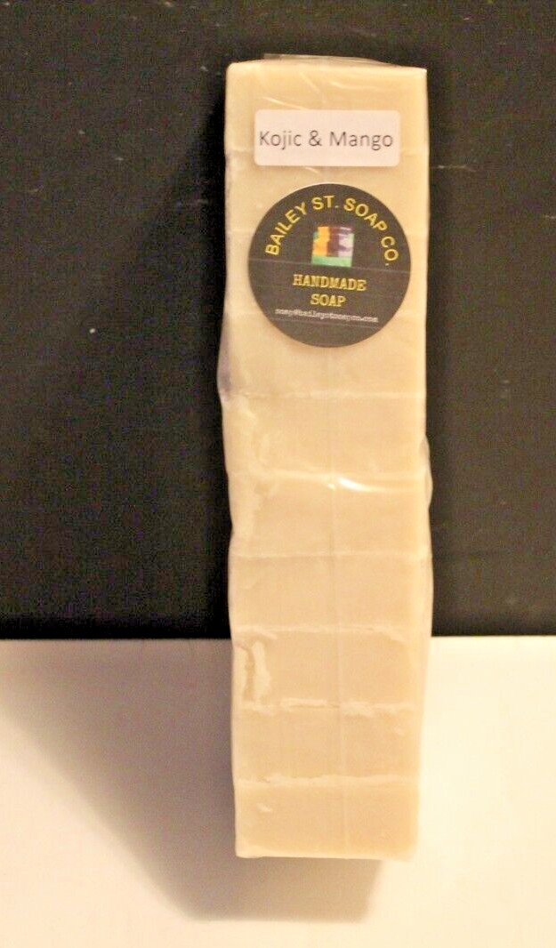 Kojic and Mango Cold Processed handmade soap loaf, 10 precut bars