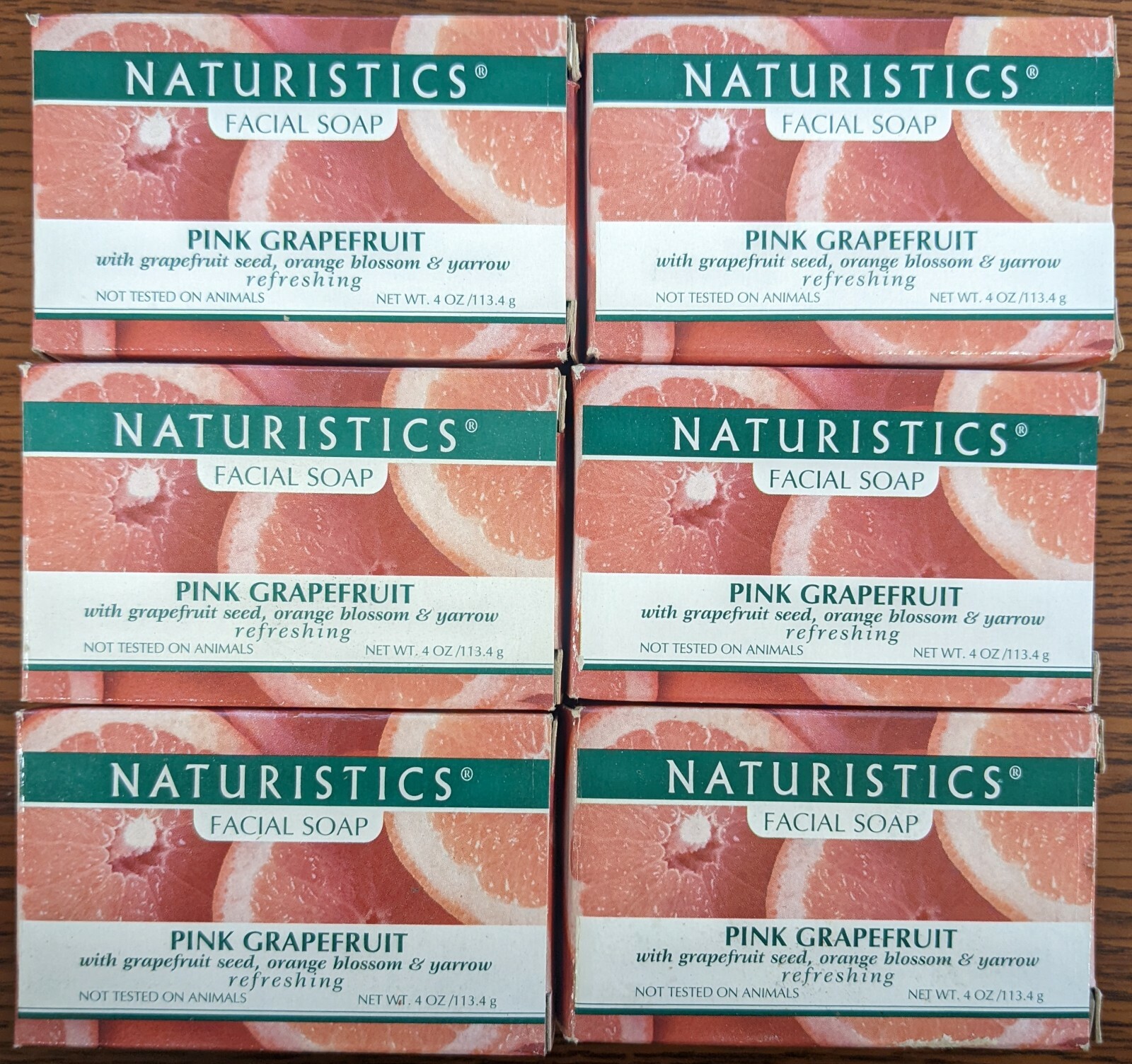 LOT OF 6 – NATURISTICS FACIAL SOAP PINK GRAPEFRUIT 4oz EACH
