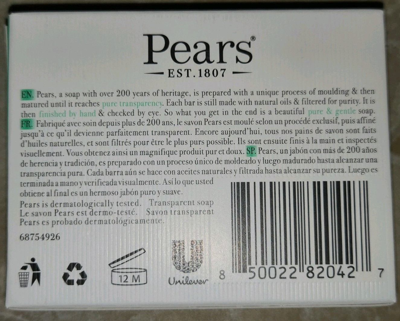 (3) Pears Green Soap Bar 100g Each