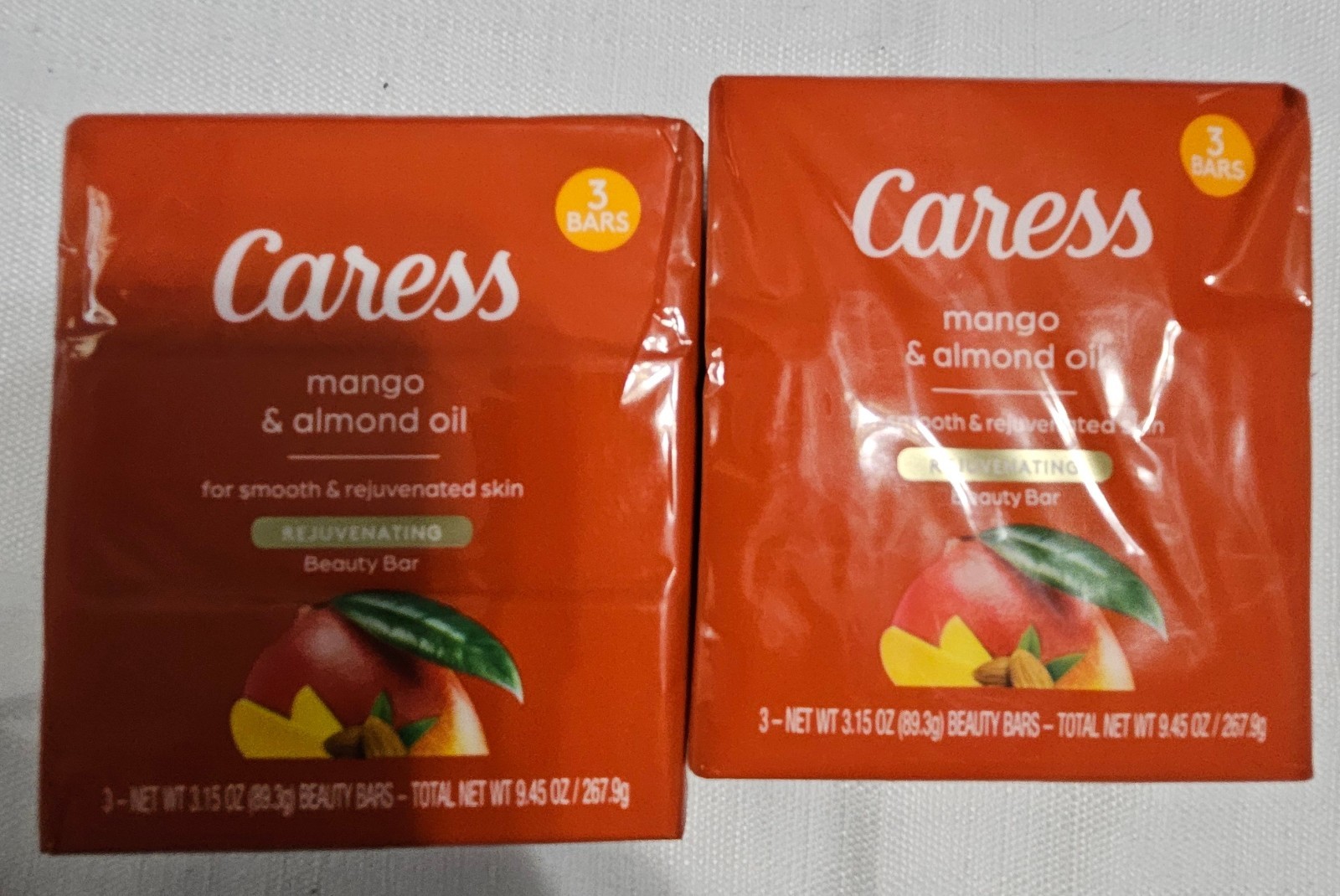 Caress Mango & Almond Oil Rejuvenating Bar Soap 3.15 Oz. Each 3-Pack – Lot Of 2