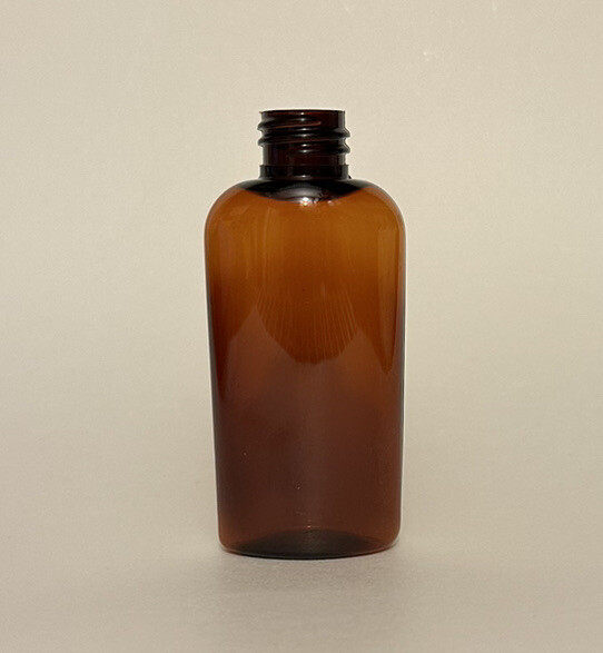 2 oz Amber PET Plastic Cosmo Oval Bottle – choose qty & cap style – FREE SHIP
