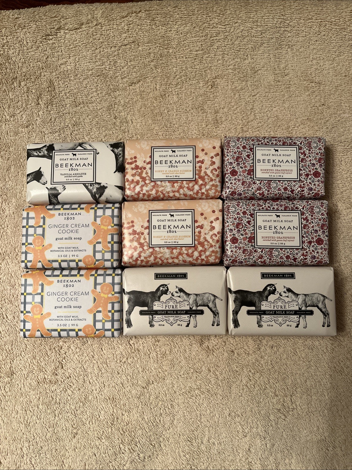 Beekman 1802 Goat Milk Soap Bar Palm Size 3.5 Oz LOT OF 9 Brand New