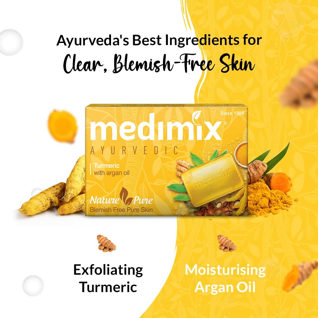 Ayurvedic Turmeric & Argan Oil Bathing Soap, 125Gm (4+1 Offer Pack)