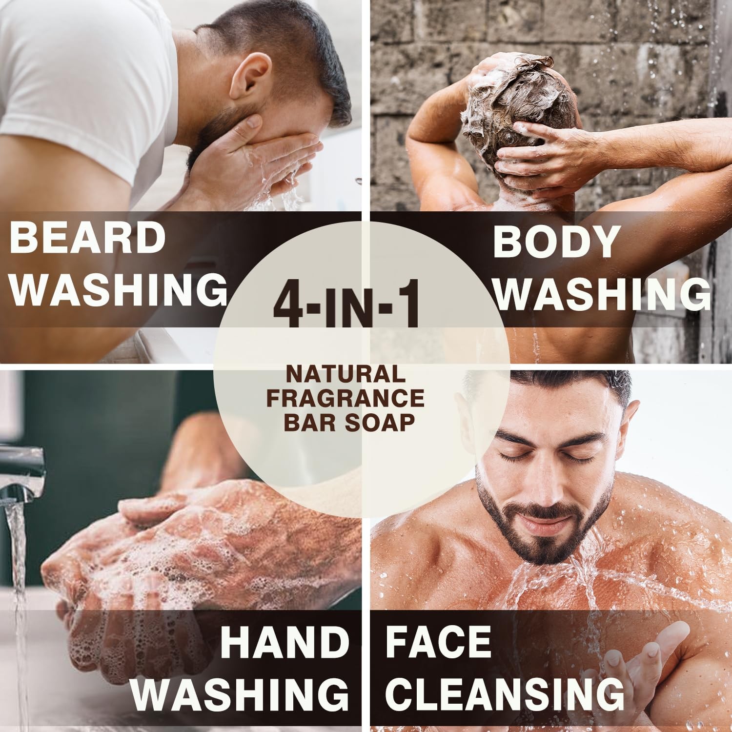 Mens Soap Bar Set 6Pcs Natural Handmade Cleansing Bar Soap Set Moisturizing E…