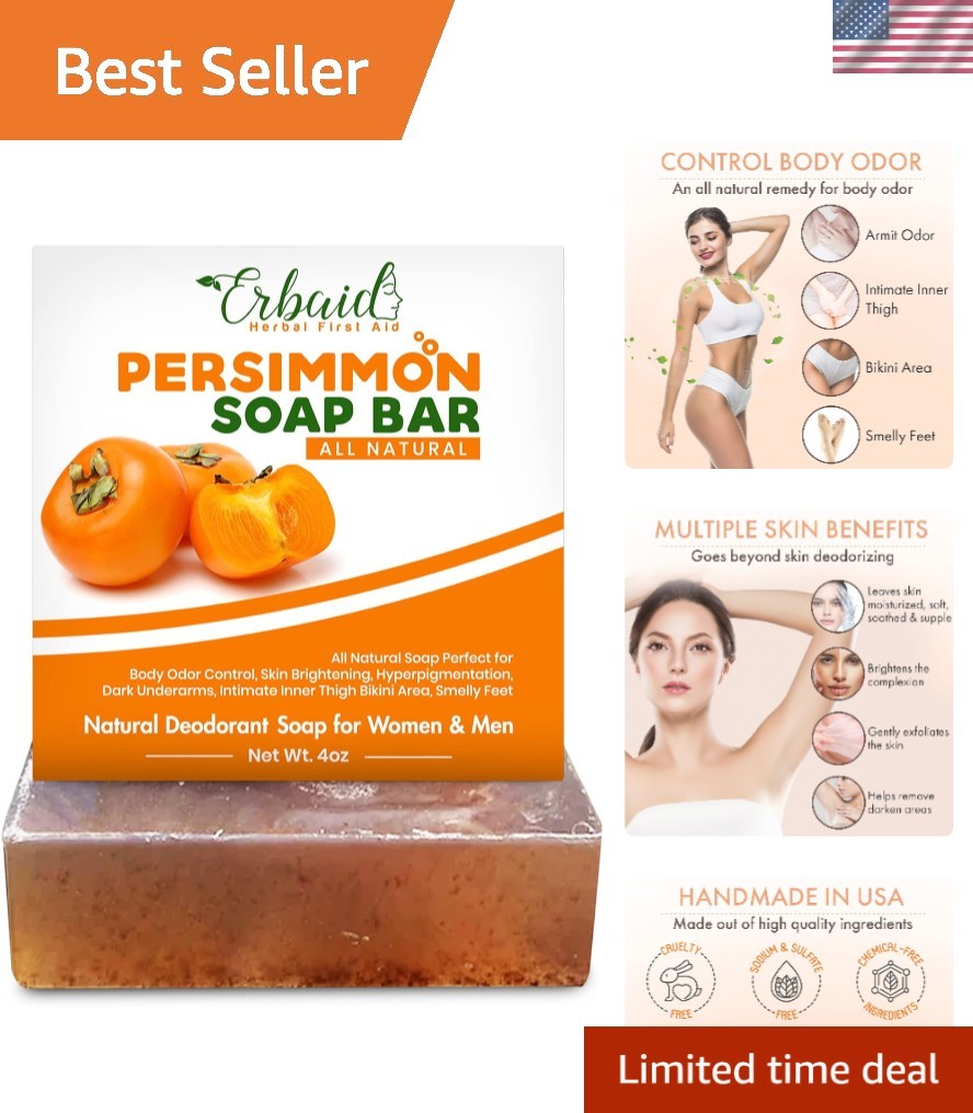 Natural Deodorizing Soap Bar – Persimmon & Green Tea – Skin Brightening Formula