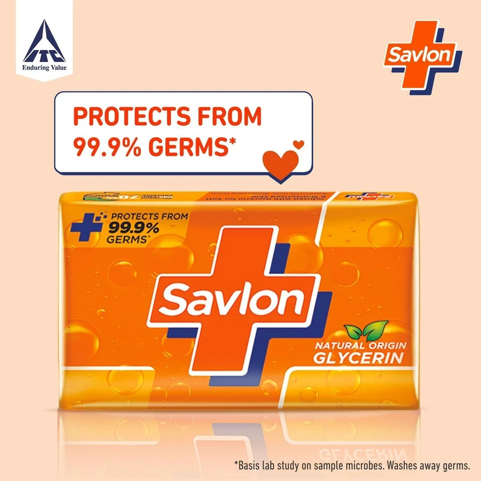 Savlon Moisturizing Glycerin Soap – Germ Protection – 5 × 120 g Bars – Unisex