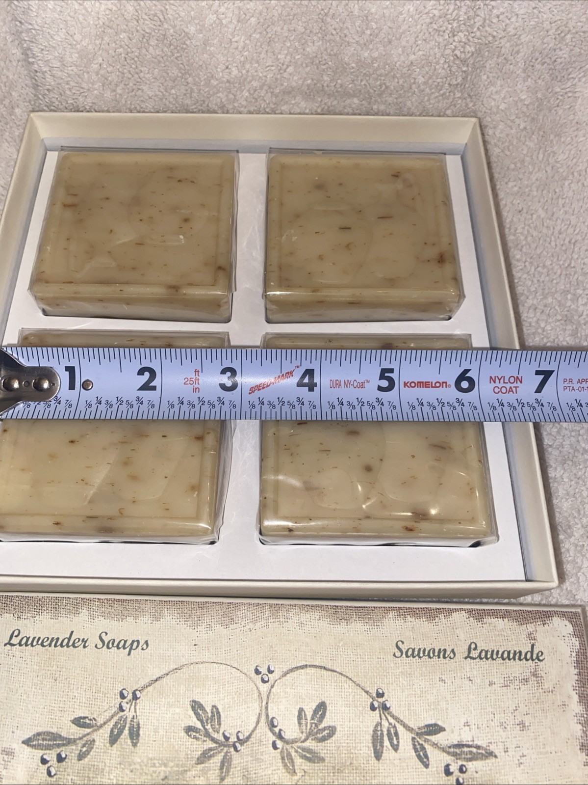 VINTAGE LAVENDER LARCOS SAVON 4 BAR SET BOXED 5.25 OZ EACH MADE IN FRANCE