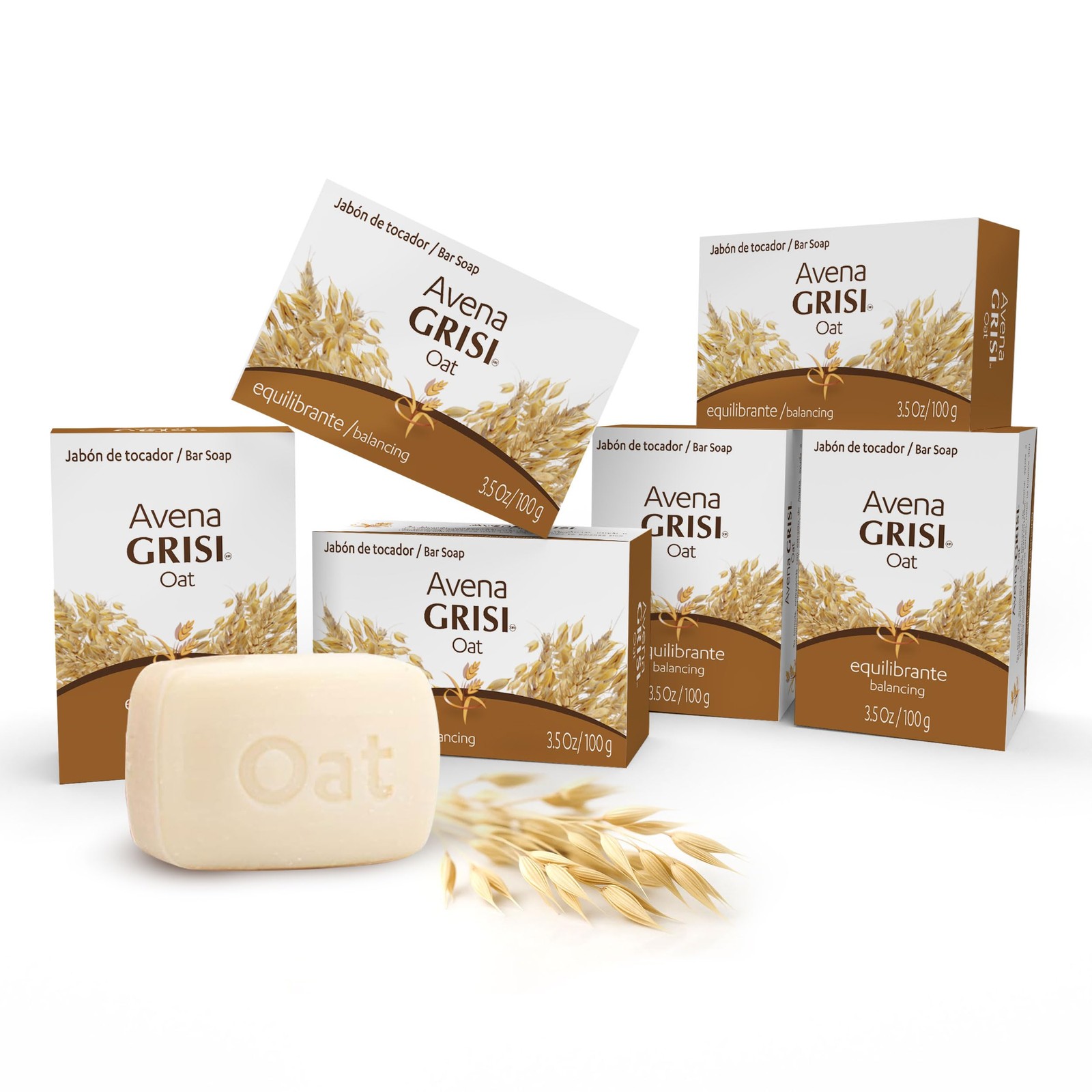 Grisi Oat Balancing Soap | Natural | 3.5 oz | 1 Count (Pack of 6) White FROM USA