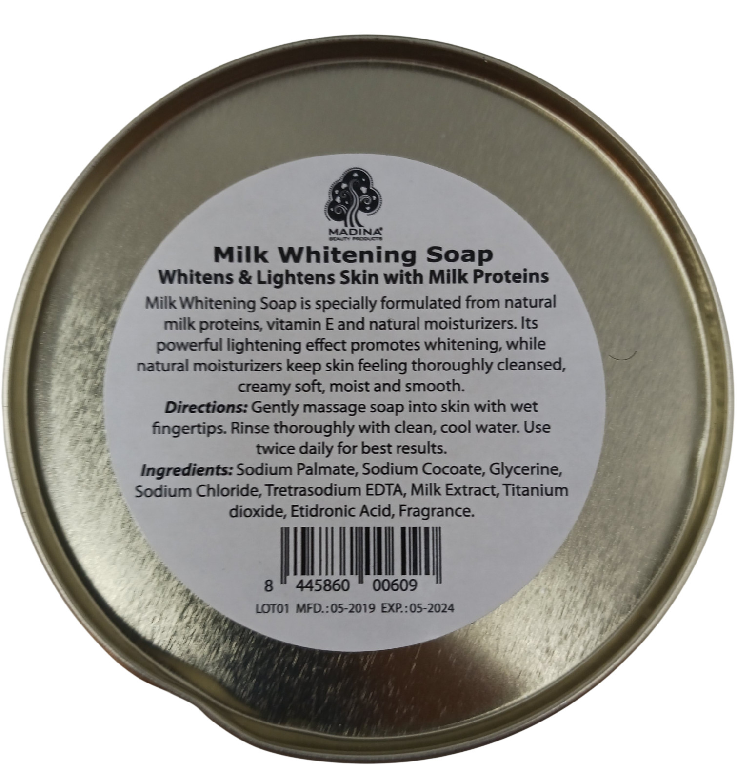 Lot of 3 Madina Moisturizing Milk Soap Canisters w/ Vitamin E 100g