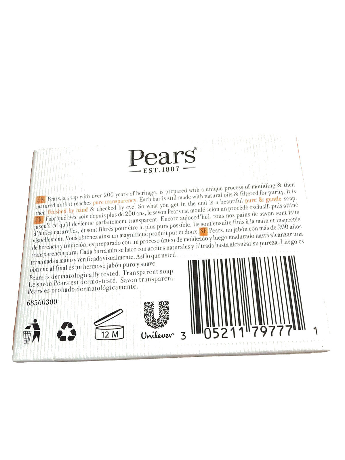 Pears Transparent Natural Glycerin Bar Soap Gentle & Hypoallergenic 3.53 24 Bars