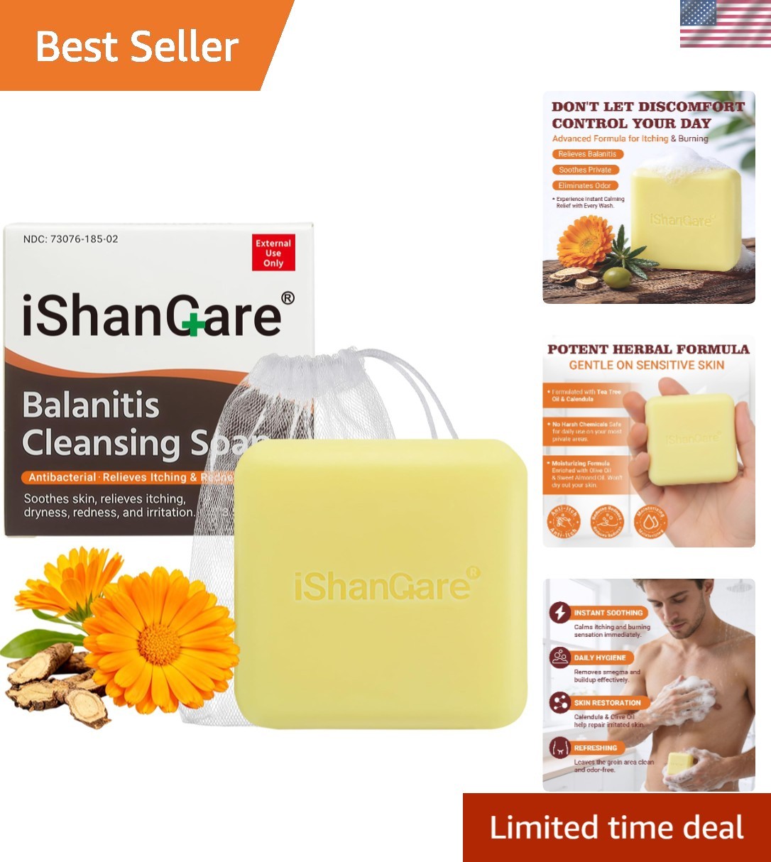 Hydrating Balanitis Soap Bar – Fast Relief & Odor Control for Active Lifestyles