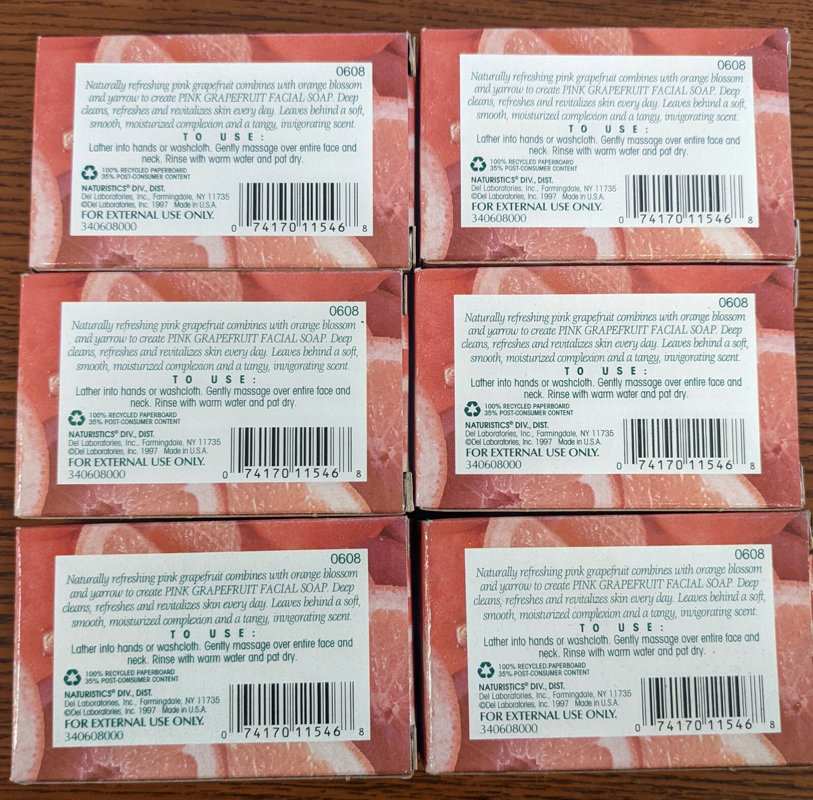 LOT OF 6 – NATURISTICS FACIAL SOAP PINK GRAPEFRUIT 4oz EACH
