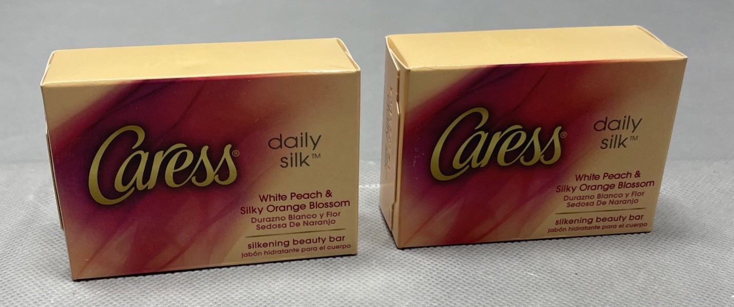 2 bars of Caress Daily Silk Soap White Peach Silky Orange Blossom 3.15 oz NIB