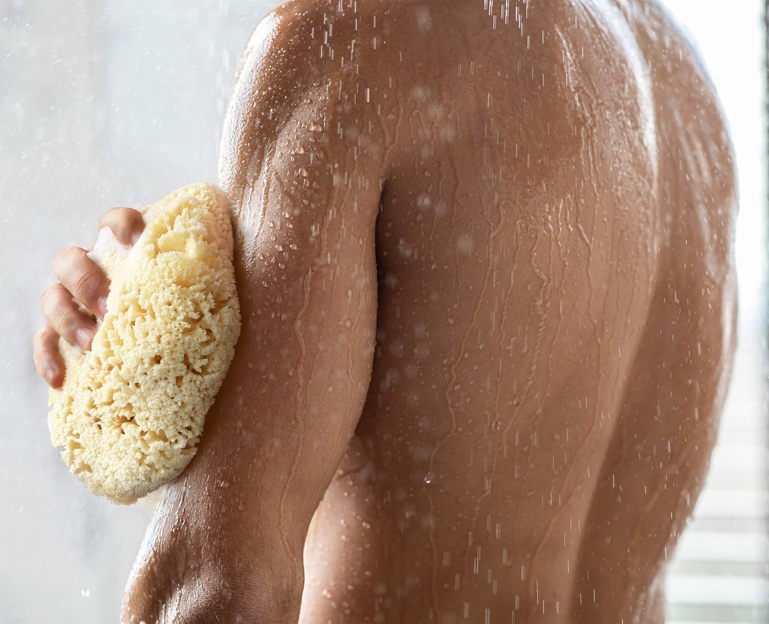 Real Sea Sponge for Men – Extra Large 6″-7″, Totally Natural, Kind on Black