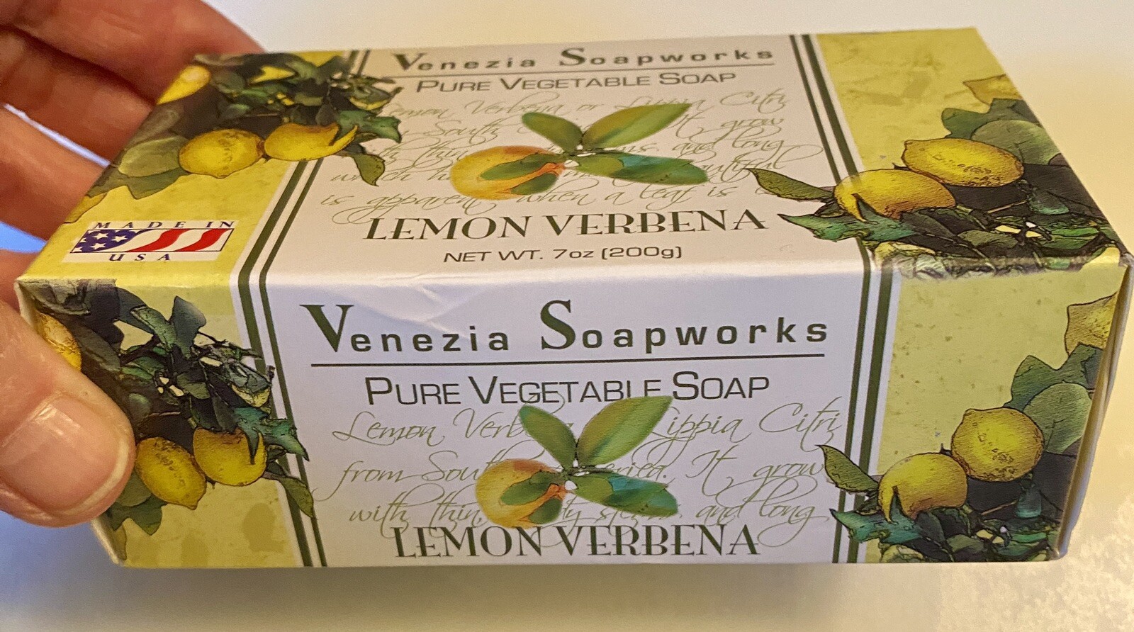 VENEZIA SOAPWORKS VEGAN PURE VEGETABLE SOAP LEMON VERBENA 7oz. NEW IN BOX! USA