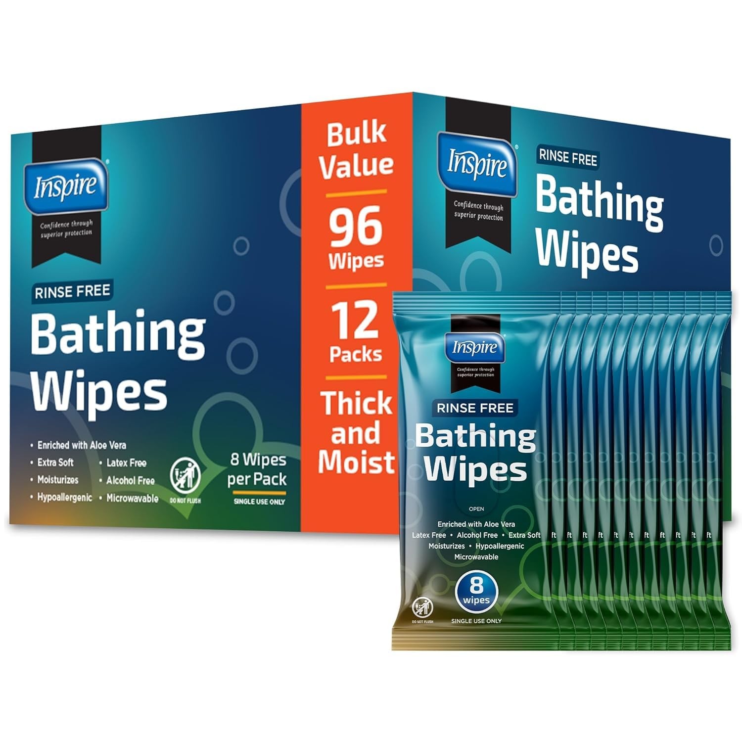 Best Thick Rinse Free Body Wipes, Extra Large Washcloths For Adults, Aloe Vera