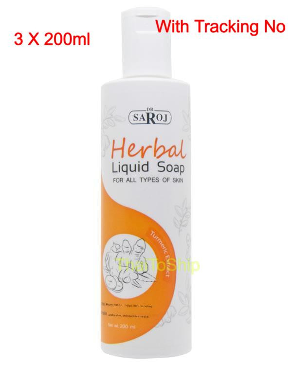 3 X 200ml Dr. Saroj Herbal Liquid Soap All Skin Types Itchy rashe or Back acne