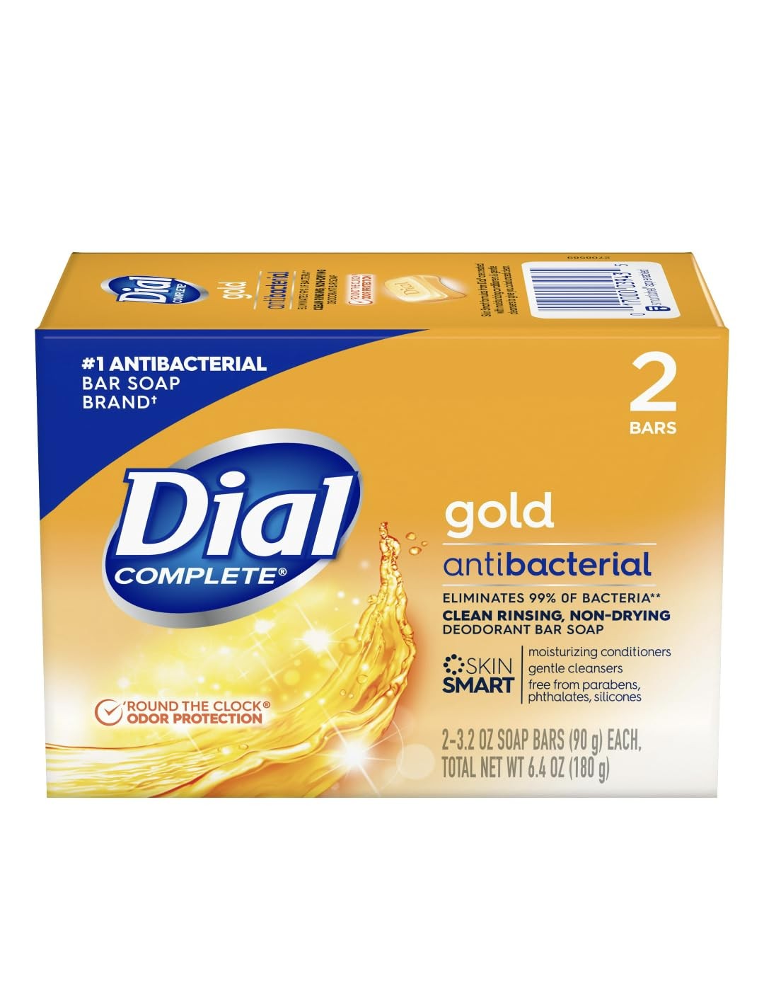 Gold Antibacterial Deodorant Soap, 2 Pack, Total Net Wt 6.4 Oz