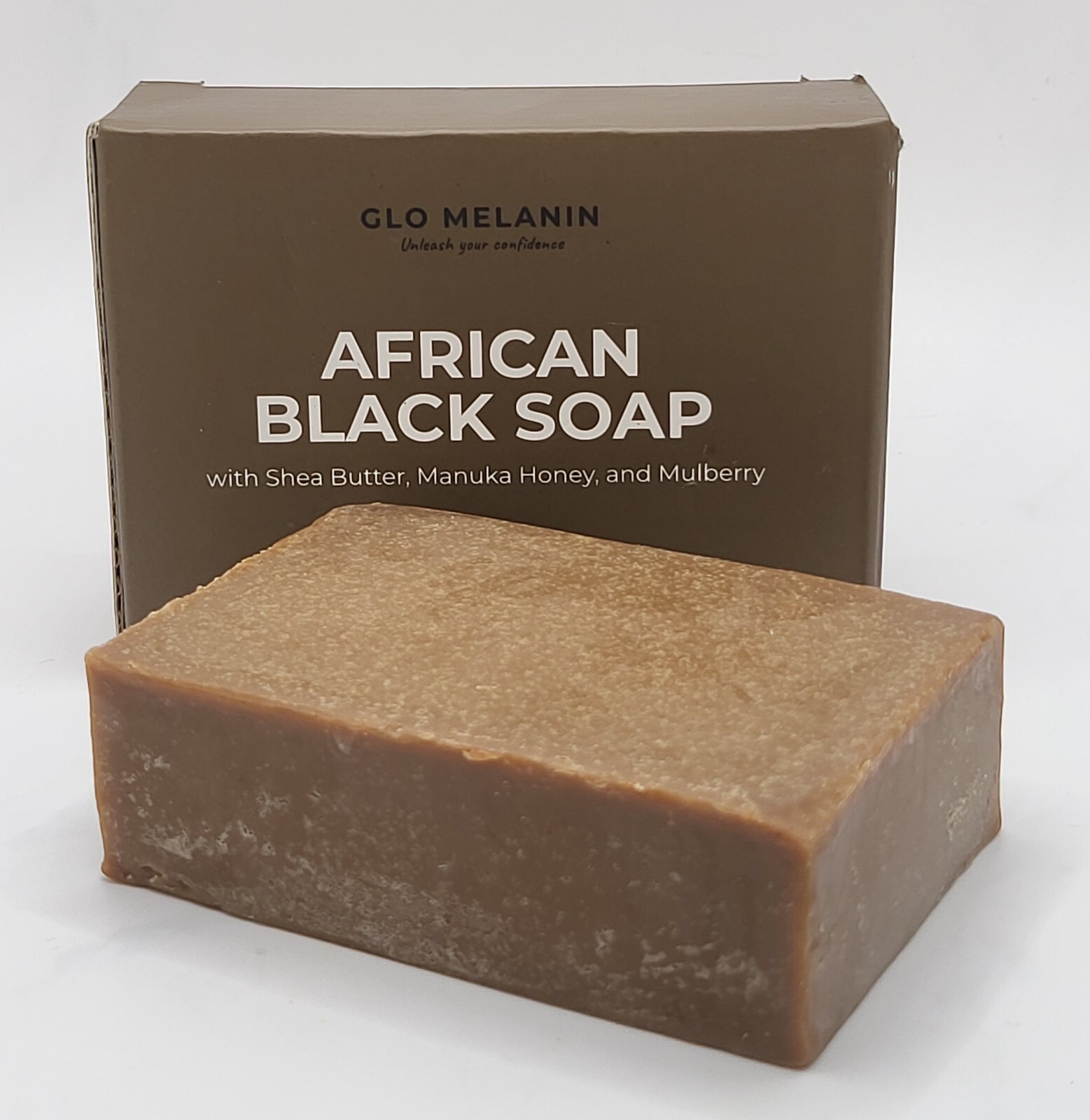 GLO MELANIN African Black Soap Bar – Infused w/ Natural Skin Moisturizers