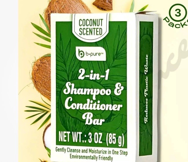 3pack b-pure 2-In/1 Shampoo & Conditioner Bar Coconut 3oz NEW travel or gym lot