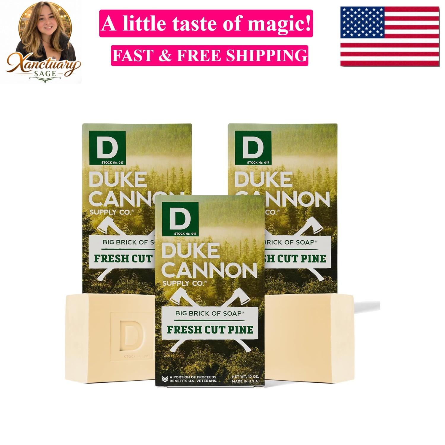 Big Brick of Soap for Men – Fresh Cut Pine Scent, Extra Large 10 oz Bars, Par…