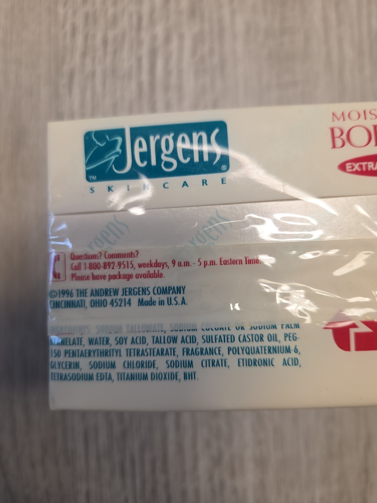 Vintage 1996 Lot Of 4 Jergens Extra Moisturizing Body Bar Soap 4.75 oz ea USA