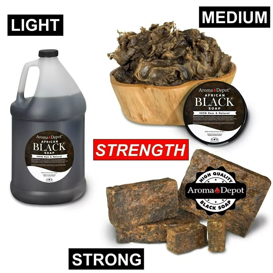 Organic African Black Soap Bar 6oz – Raw Pure Ghana Soap for Hair Body Face Wash