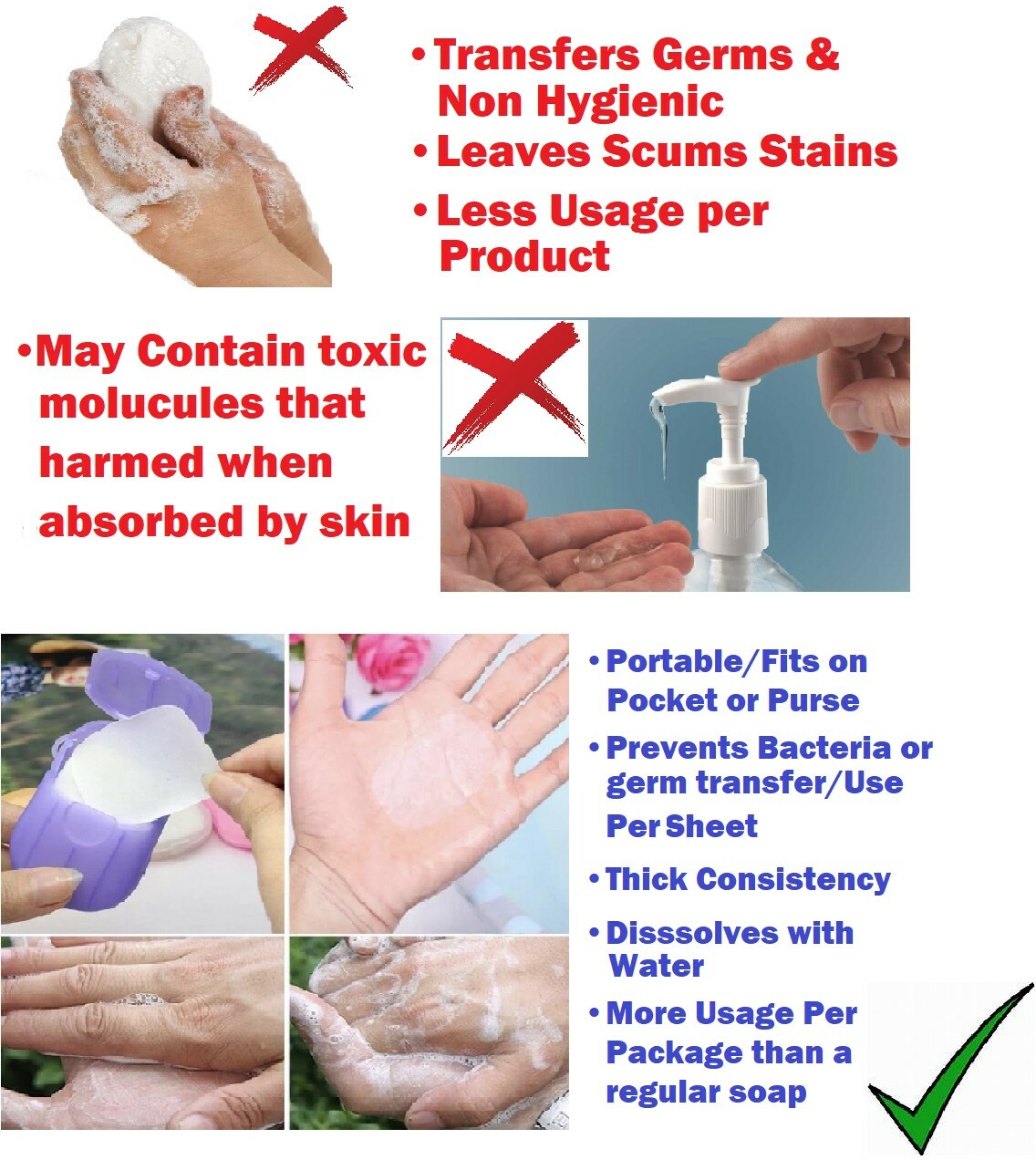 100 Sheets Paper Soap Portable Travel Hand Washing Soluble 2 Mini Boxes-From USA