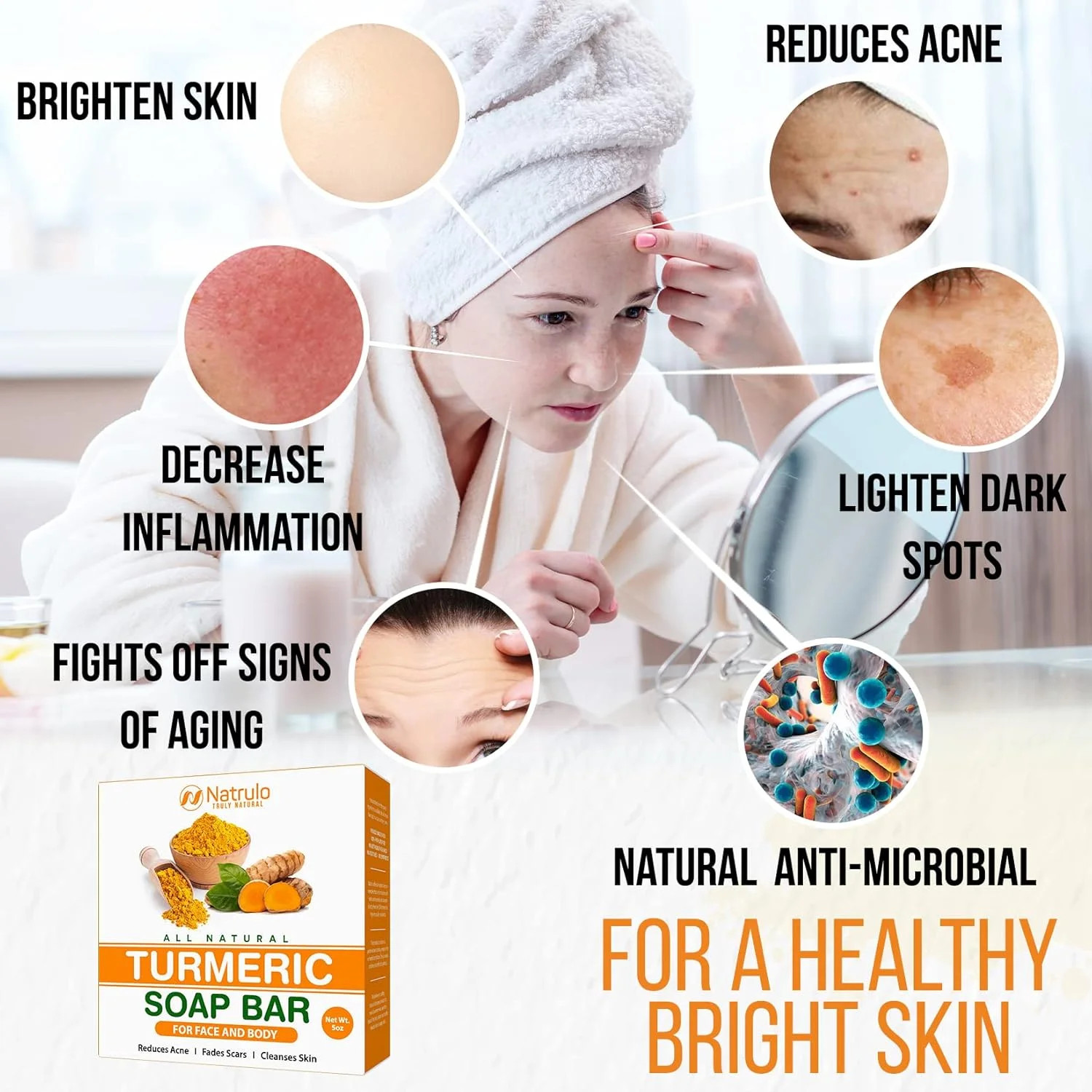 Natural Turmeric Soap Bar for Face & Body – Turmeric Skin Brightening Soap for D