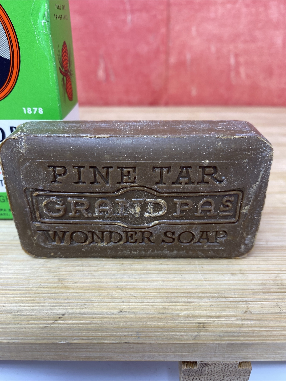 Vtg Grandpas Wonder Pine Tar Toilet Soap Bar 3.25oz~Made in USA~NIB NOS
